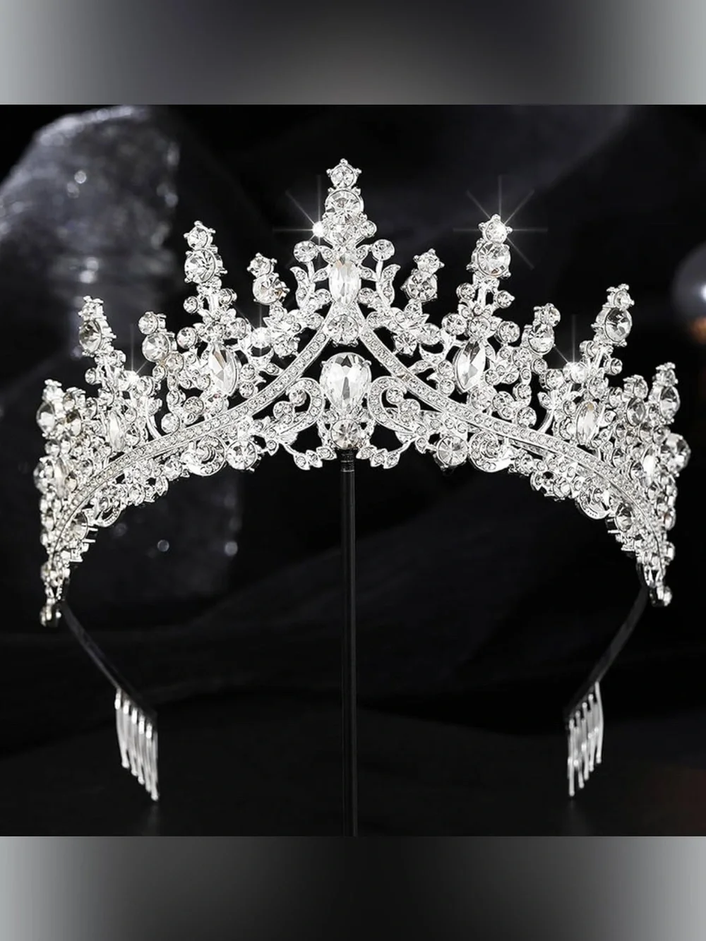 Silver Crystal Bridal Tiara - Sparkling Rhinestone Crown